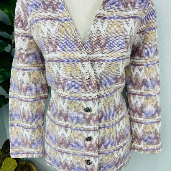 VINTAGE HANDMADE CHEVRON LIGHT PASTEL PURPLE PINK COAT JACKET - Picture 6 of 6